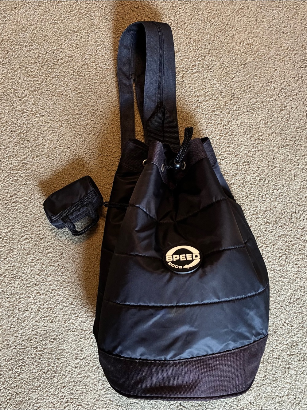 Black SPEED 2000 Quilted Nylon Backpack Gym Bag Carry-On Tote School Satchel